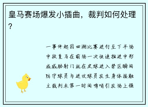 皇马赛场爆发小插曲，裁判如何处理？