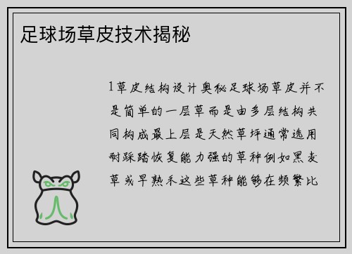 足球场草皮技术揭秘